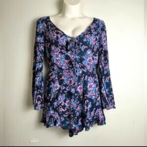 Floral blue exhilaration romper
